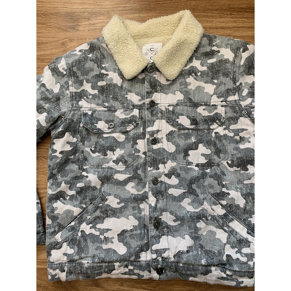 NEW! COLD CULTURE Men's Military Camo Faux Sherpa Button Coat Jacket Size L